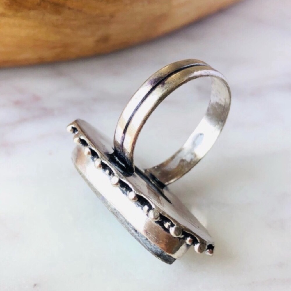Abalone Shell Silver Ring - Picture 8 of 9